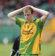 30 May 2010; A dejected Owen Grant, Donegal, after the game. Ulster GAA Football Senior Championship Quarter-Final, Donegal v Down, Mac Cumhail Park, Ballybofey, Co. Donegal. Picture credit: Oliver McVeigh / SPORTSFILE