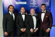 7 May 2016; Leinster's Isa Nacewa, Isaac Boss and Zane Kirchner with Berty O'Neill pictured at the Leinster Rugby Awards Ball. DoubleTree by Hilton, Dublin. Picture credit: Stephen McCarthy / SPORTSFILE