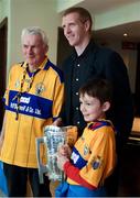 8 May 2016; Dylan Hegarty, aged 11, and his father James, from Inagh, Co. Clare, with former All-Ireland winner Henry Shefflin at the Launch of RTÉ GAA Championship coverage. Hayes Hotel, Thurles, Co Tipperary. Picture credit: Ray McManus / SPORTSFILE