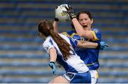 8 May 2016; Máiread Morrissey, Tipperary, in action against Megan Dunford, Waterford. Lidl Ladies Football National League, Division 3, Final Replay, Tipperary v Waterford. Semple Stadium, Thurles, Co. Tipperary. Picture credit: Piaras Ó Mídheach / SPORTSFILE