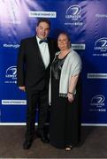 7 May 2016; Leinster Rugby president Robert McDermott and OLSC president Rebecca Leggett  pictured at the Leinster Rugby Awards Ball. DoubleTree by Hilton, Dublin. Picture credit: Stephen McCarthy / SPORTSFILE