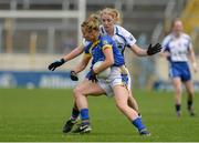 8 May 2016; Samantha Lambert, Tipperary, in action against Maria Delahunty, Waterford. Lidl Ladies Football National League, Division 3, Final Replay, Tipperary v Waterford. Semple Stadium, Thurles, Co. Tipperary. Picture credit: Piaras Ó Mídheach / SPORTSFILE