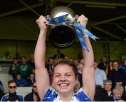 8 May 2016; Waterford captain Sinéad Ryan lifts the cup after the game. Lidl Ladies Football National League, Division 3, Final Replay, Tipperary v Waterford. Semple Stadium, Thurles, Co. Tipperary. Picture credit: Piaras Ó Mídheach / SPORTSFILE