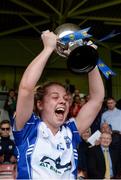 8 May 2016; Waterford captain Sinéad Ryan lifts the cup after the game. Lidl Ladies Football National League, Division 3, Final Replay, Tipperary v Waterford. Semple Stadium, Thurles, Co. Tipperary. Picture credit: Piaras Ó Mídheach / SPORTSFILE