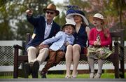 8 May 2016; Tim and Jenny Murnane, from Killiney, Co. Dublin, with their children, five year old Tadhg and seven year old Mary Rose, at the Leopardstown Family Fun Raceday. Horse Racing from Leopardsown - Family Fun Raceday. Leopardstown, Co. Dublin. Photo by Sportsfile