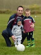 8 May 2016; Former Kerry and Dromid Pearses footballer Declan O'Sullivan along with his sons Robbie, aged 19 months, left, and Ollie, aged 4, at the Piarsaigh Na Dromoda Lá na gClubanna celebrations. Lá Na gClubanna - Piarsaigh Na Dromoda. Páirc an Phiarsaigh, Inse na Toinne, Dromid, Co. Kerry. Picture credit: Diarmuid Greene / SPORTSFILE