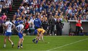 8 May 2016; Maurice Shanahan and Colin Dunford of Waterford look on as Clare's Tony Kelly prepares to take a free, with less than a minute left in the game, to level the Allianz Hurling League, Division 1 Final - Replay, Clare v Waterford, at Semple Stadium, Thurles, Tipperary. Picture credit: Ray McManus / SPORTSFILE