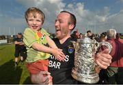 8 May 2016; Wicklow's Barry Hurley and his son Rian, age 3, following their Bank of Ireland Provincial Towns Cup victory. Bank of Ireland Provincial Towns Cup, Final, Enniscorthy RFC v Wicklow RFC. Ashbourne RFC, Ashbourne, Co. Meath. Picture credit: Stephen McCarthy / SPORTSFILE