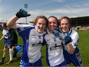 8 May 2016; Waterford players Emma Murray, left, Megan Dunford, centre, and Katie Murray celebrate after the Lidl Ladies Football National League, Division 3, Final Replay, Tipperary v Waterford. Semple Stadium, Thurles, Co. Tipperary. Picture credit: Ray McManus / SPORTSFILE