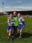 8 May 2016; Waterford manager Pat Sullivan with Sinéad Ryan, captain, and Maria Delahunty after the Lidl Ladies Football National League, Division 3, Final Replay, Tipperary v Waterford. Semple Stadium, Thurles, Co. Tipperary. Picture credit: Ray McManus / SPORTSFILE