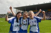 8 May 2016; Sisters and Waterford players, from left, Linda Wall, Aileen Wall and Máiread Wall celebrate after the game. Lidl Ladies Football National League, Division 3, Final Replay, Tipperary v Waterford. Semple Stadium, Thurles, Co. Tipperary. Picture credit: Piaras Ó Mídheach / SPORTSFILE