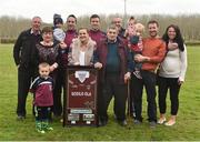 8 May 2016; Former Kerry and Dromid Pearses footballer Declan O'Sullivan along with his wife Michelle, and their sons Robbie, aged 19months, left, and Ollie, aged 4, grandfather Michael Sheehan, and extended family after Delcan was presented with a gift in recognition of his service to the club at the Piarsaigh Na Dromoda Lá na gClubanna celebrations. Lá Na gClubanna - Piarsaigh Na Dromoda. Páirc an Phiarsaigh, Inse na Toinne, Dromid, Co. Kerry. Picture credit: Diarmuid Greene / SPORTSFILE