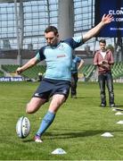 8 May 2016; Simon Gellespie, from MU Barnhall RFC in Kildare, takes his kick. Four clubs, one from each province, took part in Ulster Bank’s ‘Drop-Kick for Your Club’ initiative in the Aviva Stadium today during half-time of the Ulster Bank League final between Clontarf and Cork Con. Ulster Bank gave away €10,000 as four nominated kickers stepped up to the 32 metre mark for their drop-kick. Aviva Stadium, Lansdowne Road, Dublin. Picture credit: David Maher / SPORTSFILE