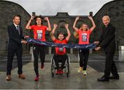 10 May 2016; Olympic Marathon qualifiers Lizzie Lee and Mick Clohisey alongside Paralympic qualifier and 2015 wheelchair race winner, Patrick Monahan together with SSE Airtricity head of digital and Marketing, Ronan Brady, left, and Race director, Jim Aughney, right, launched the 2016 SSE Airtricity Dublin Marathon and Race Series with a tribute to the Ireland 2016 Centenary today at Kilmainham Gaol. Photo by Sportsfile