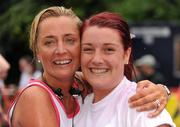 7 June 2010; Kerrie Anne Ward and Liz Collins after completing the 2010 Dublin Womens Mini Marathon. 2010 Dublin Womens Mini Marathon, Dublin City. Picture credit: Barry Cregg / SPORTSFILE