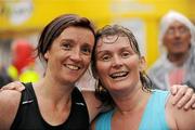 7 June 2010; Mary Pender and Catherine Timoney, from Grange, Co. Sligo, after completing the 2010 Dublin Womens Mini Marathon. 2010 Dublin Womens Mini Marathon, Dublin City. Picture credit: Barry Cregg / SPORTSFILE