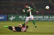 10 May 2016; John Dunleavy, Cork City, in action against Paddy Kavanagh, Bohemians. SSE Airtricity League, Premier Division, Bohemians v Cork City. Dalymount Park, Dublin. Picture credit: David Maher / SPORTSFILE