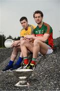 11 May 2016; In attendance at the launch of 2016 Connacht GAA Football Senior Championship are Cathal Cregg, Roscommon, and Tom Parsons, Mayo. Connacht GAA Centre, Bekan, Claremorris, Co. Mayo. Picture credit: Sam Barnes / SPORTSFILE
