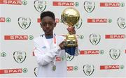 11 May 2016; Player of the Tournament 'C' Schools Edric Opoku, from St Patrick's BNS, Galway with his award. SPAR FAI Primary School 5s National Finals, Aviva Stadium, Dublin. Picture credit: Piaras Ó Mídheach / SPORTSFILE