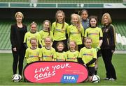 11 May 2016; The Portmarnock AFC team with Republic of Ireland Ladies team manager Sue Ronan and Republic of Ireland and Wexford Youths player Rianna Jarrett. Aviva Stadium, Dublin. Picture credit: Matt Browne / SPORTSFILE