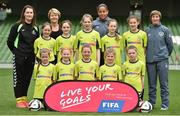 11 May 2016;  The Mulroy Soccer Academy team, from Fanad, Co. Donegal, with Republic of Ireland Ladies team manager Sue Ronan and Republic of Ireland and Wexford Youths player Rianna Jarrett. Aviva Stadium, Dublin. Picture credit: Matt Browne / SPORTSFILE