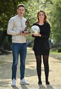 14 May 2016; Dundalk FC's Ronan Finn is presented with the SSE Airtricity/SWAI Player of the Month Award for April 2016 by Anne Sweeney from SSE Airtricity. Davenport Hotel, Merrion Square, Dublin. Picture credit: Matt Browne / SPORTSFILE