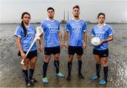 12 May 2016; Dublin stars Ali Twomey, Noelle Healy, David Treacy and Jonny Cooper helped Dublin GAA and sponsors AIG Insurance officially launch the new Dublin jersey today. Available at oneills.com and at sports outlets nationwide for €65, the jersey will be worn for the first time in a game by the Dublin minor hurlers on Saturday against Kilkenny. Pictured from left are Dublin Camogie star Ali Twomey, Dublin hurler David Treacy, Dublin footballer Jonny Cooper and Dublin Ladies Footballer Noelle Healy. Photo by Stephen McCarthy/Sportsfile