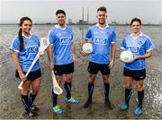 12 May 2016; Dublin stars Ali Twomey, Noelle Healy, David Treacy and Jonny Cooper helped Dublin GAA and sponsors AIG Insurance officially launch the new Dublin jersey today. Available at oneills.com and at sports outlets nationwide for €65, the jersey will be worn for the first time in a game by the Dublin minor hurlers on Saturday against Kilkenny. Pictured from left are Dublin Camogie star Ali Twomey, Dublin hurler David Treacy, Dublin footballer Jonny Cooper and Dublin Ladies Footballer Noelle Healy. Photo by Stephen McCarthy/Sportsfile