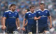7 May 2016; Leinster players, from left, Dominic Ryan, Jamie Heaslip and Ross Molony. Guinness PRO12, Round 22, Leinster v Benetton Treviso. RDS Arena, Ballsbridge, Dublin. Picture credit: Ramsey Cardy / SPORTSFILE