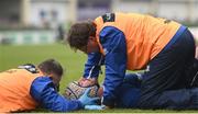 7 May 2016; Mick Kearney, Leinster, is treated for an injury by team doctor Dr. John Ryan, right. Guinness PRO12, Round 22, Leinster v Benetton Treviso. RDS Arena, Ballsbridge, Dublin. Picture credit: Ramsey Cardy / SPORTSFILE