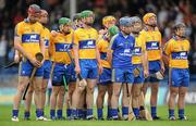 7 June 2010; The Clare team stand together for the national anthem before the game. Munster GAA Hurling Senior Championship Semi-Final, Waterford v Clare, Semple Stadium, Thurles, Co. Tipperary. Picture credit: Brendan Moran / SPORTSFILE
