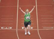 10 June 2010; Jennifer McCormack celebrates after her athletics divisioning event at the 2010 Special Olympics Ireland Games. University of Limerick, Limerick. Picture credit: Stephen McCarthy / SPORTSFILE