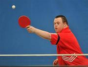 11 June 2010; Sean Nestor, from Milltownmalbay, Co. Clare, in action during his final round division Table Tennis event during the second day of the 2010 Special Olympics Ireland Games. Tailteann Centre, Mary Immaculate College, Limerick. Picture credit: Stephen McCarthy / SPORTSFILE