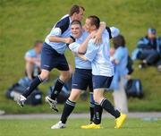 11 June 2010; Robbie Byrne, from Dublin, centre, Eastern Region 1, celebrates with team-mates Danny Sands, right, and Darren Bevins after scoring during football events on the second day of the 2010 Special Olympics Ireland Games. University of Limerick, Limerick. Picture credit: Stephen McCarthy / SPORTSFILE