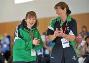 11 June 2010; Grainne Fitzgerald, from Cloonamahon, Co. Sligo, with her coach Susan Duncan, after paticipating in the Motor Activity Training Programme. 2010 Special Olympics Ireland Games. Tailteann Centre, Mary Immaculate College, Limerick. Picture credit: Diarmuid Greene / SPORTSFILE