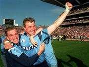 17 September 1995, Dublin's Charlie Redmond, who was earlier sent off in the game,  celebrates victory over Tyrone after the final whistle in the 1995 All Ireland Final, Dublin V Tyrone, Croke Park. Picture Credit: Ray McManus/SPORTSFILE