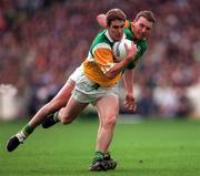 24 May 1998; Colm Quinn of Offaly in action against Barry Callaghan of Meath during the Leinster GAA Football Senior Championship Quarter-Final match between Meath and Offaly at Croke Park in Dublin. Photo by Ray McManus/Sportsfile