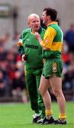 24 May 1998; Donegal manager Declan Bonner has a word with Noel Hegarty during the Ulster Senior Football Championship Quarter-Final match between Antrim and Donegal at Casement Park in Belfast. Photo by David Maher/Sportsfile