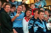 17 September 1995, Dublin's Keith Barr celebrates with Jason Sherlock after victory in the 1995 All Ireland Final, Dublin V Tyrone, Croke Park. Picture Credit: David Maher/SPORTSFILE
