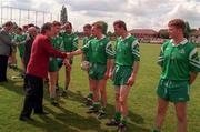 31 May 1998; Tony Banks, MP Minister for Sport, meets members of the London team prior to during the Connacht GAA Football Senior Championship Quarter-Final match between London and Sligo at Emerald GAA Grounds, Ruislip. Photo by Damien Eagers/Sportsfile