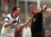 31 May 1998; Monaghan captain Edwin Murphy pleads with referee Michael McGrath after being off during the Ulster GAA Football Senior Championship Quarter-Final match between Derry and Monaghan at Celtic Park in Derry. Photo by David Maher/Sportsfile