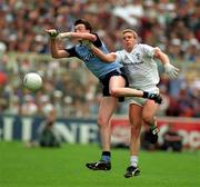 25 July 1993; Pat Gilroy, Dublin, in a tussle for possession with Denis O'Connell, Kildare. Dublin v Kildare, Leinster Football Final, Croke Park. Picture credit: Ray McManus / SPORTSFILE
