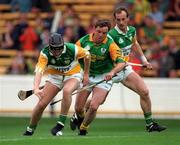 24 May 1998; Paudie Mulhare of Offaly in action against Sean Kealy of Meath during the Leinster GAA Senior Hurling Championship Quarter-Final match between Offaly and Meath at Croke Park in Dublin. Photo by Ray McManus/Sportsfile