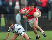 31 May 1998; Paul McFlynn of Derry in action against Kevin Hughes of Monaghan during the Ulster GAA Football Senior Championship Quarter-Final match between Derry and Monaghan at Celtic Park in Derry. Photo by David Maher/Sportsfile