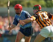 31 May 1998; Sean Power of Dublin gets past the challenge of Niall Moloney of Kilkenny during the Leinster GAA Hurling Senior Championship Quarter-Final match between Dublin and Kilkenny at Parnell Park in Dublin. Photo by Brendan Moran/Sportsfile