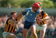 31 May 1998; Dublin's Sean Power gets past the challenge of Kilkenny's Charlie Carter, left, and Niall Moloney during the Leinster GAA Hurling Senior Championship Quarter-Final match between Dublin and Kilkenny at Parnell Park in Dublin. Photo by Brendan Moran/Sportsfile