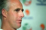 31 May 2001; Manager Mick McCarthy during a Republic of Ireland Press Conference at John Hyland Park in Baldonnell, Dublin. Photo by Damien Eagers/Sportsfile