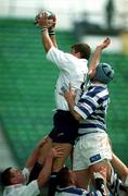 26 May 2001; Donnacha O'Callaghan of Cork Constitution wins possession of a line-out against Aidan Kearney of Dungannon during the AIB All-Ireland League Final match between Dungannon and Cork Constitution at Lansdowne Road in Dublin. Photo by Brendan Moran/Sportsfile