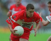 17 June 2001; Conleth Moran of Derry during the Bank of Ireland Ulster Senior Football Championship Semi-Final match between Tyrone and Derry at St Tiernach's Park in Clones, Monaghan. Photo by Damien Eagers/Sportsfile