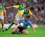 17 June 2001; Jonathan Magee of Dublin in action against Gary Comerford of Offaly during the Bank of Ireland Leinster Senior Football Championship Semi-Final match between Dublin and Offaly at Croke Park in Dublin. Photo by Aoife Rice/Sportsfile